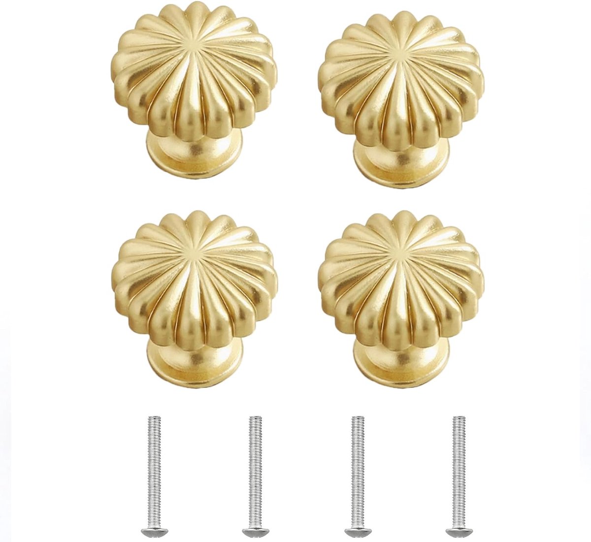 4 stuks gouden kastknoppen, keuken solide pompoen commode lade knoppen eenvoudige kast hardware voor kast lade trekken zink legering meubelknoppen met schroeven voor de thuiskeuken