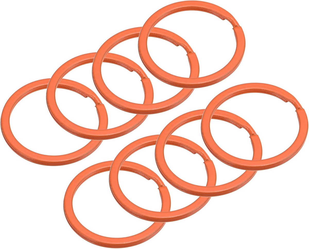 Sourcing map 8 stuks gesplitste sleutelhanger ring 30mm/1,2"rond plat sleutelhouder oranje