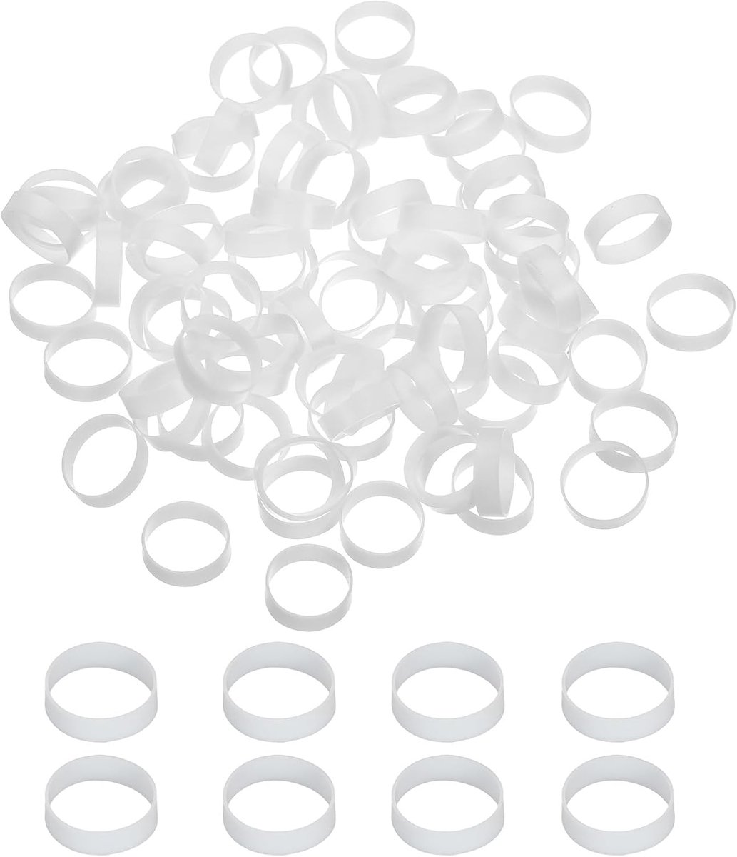 Siliconen elastiekjes kabelbinders 2,3 cm, 200 stuks platte rubberen elastische band voor kantoorbenodigdheden thuis koord verpakking, wit