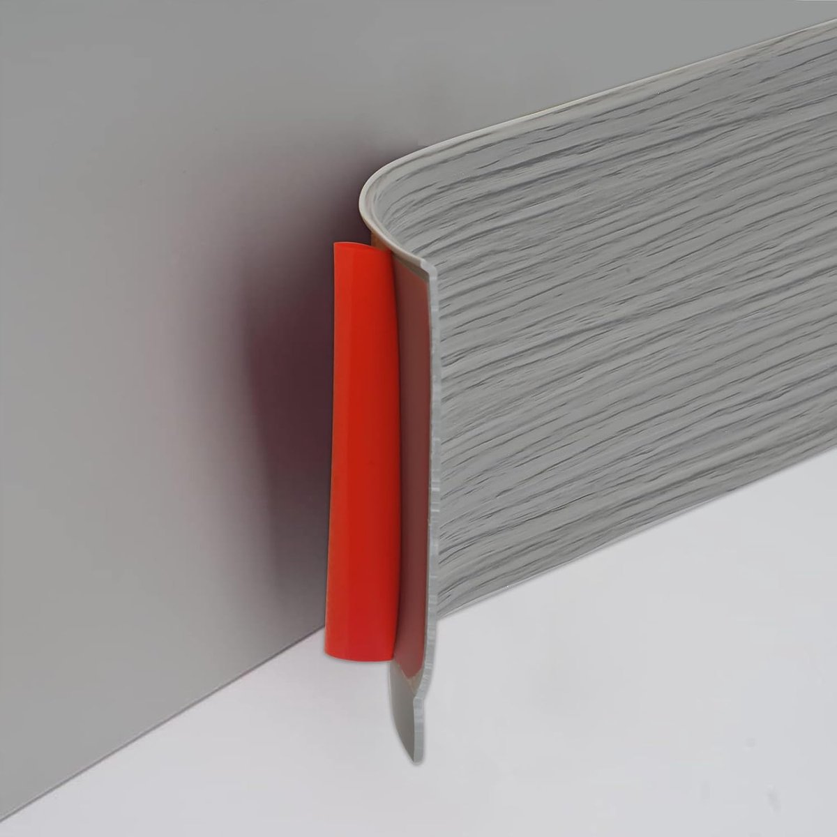 Plint, zelfklevend, pvc, eindlijst, flexibel, voor muur, vloer, 10 cm breed, 3 m, houtnerf, grijs