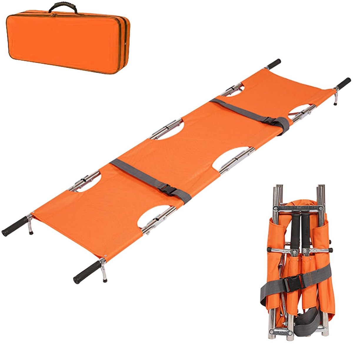 Reddingsbrancard, 210 x 54 cm Opvouwbare Brancard met Opbergtas, Geschikt voor Bergredding en Langeafstandstransport