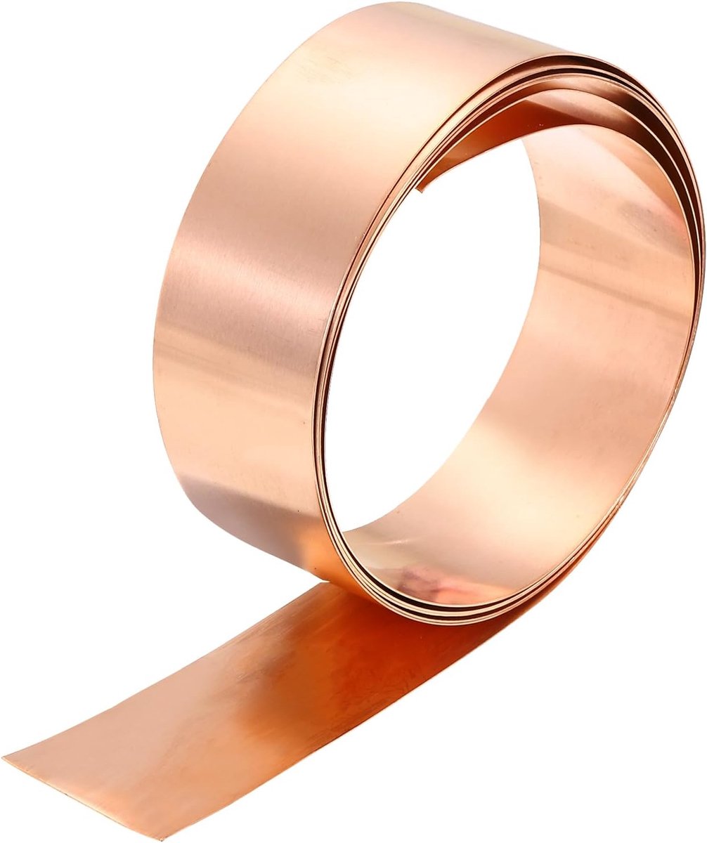 Koperen plaatrol, 99,9% zuivere koperen strip flashing metaalfolieplaat voor doe-het-zelf projecten sieraden en ambacht elektrische reparatie