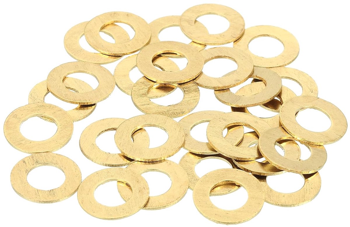 Platte sluitringen van messing, set sluitringen koper M8 afbreekbaar, 8 mm ID, 16 mm OD, 0,8 mm dikte voor bouten, schroeven, reparatie, constructie