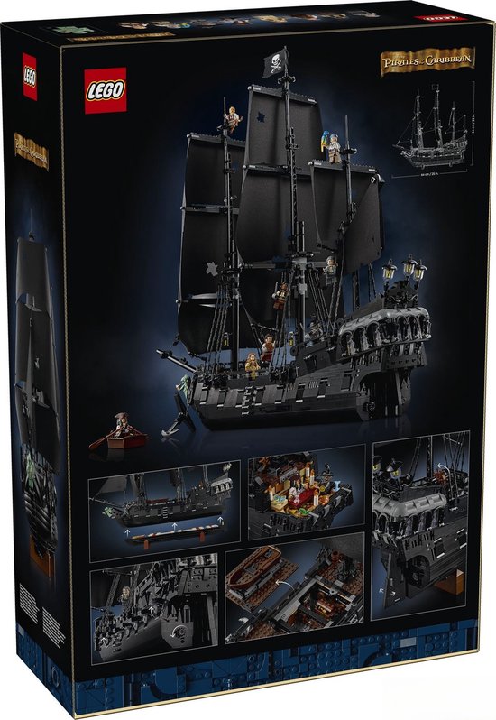 L'arrière de la boîte du bateau pirate du Capitaine Jack Sparrow LEGO.