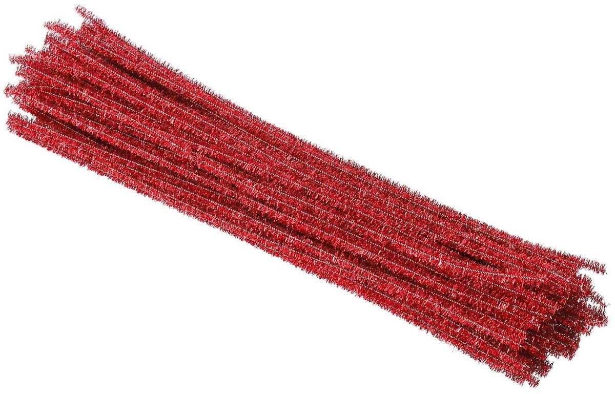 30 cm buisreiniger van chenille, 100 stuks, wazige sticks, glanzend, knutselbenodigdheden, borstels voor kunsthandwerk, creatieve decoraties, rood