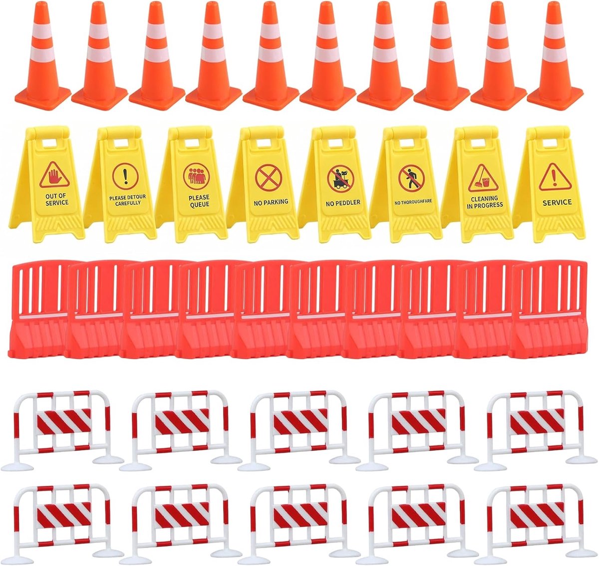 38-delige miniatuurbouwplaatsaccessoireset - mini-verkeersborden en afsluitingen voor kabouterwerkplaats, modelbouwaccessoires voor diorama en zanddieren, decoratieve mini-borden voor