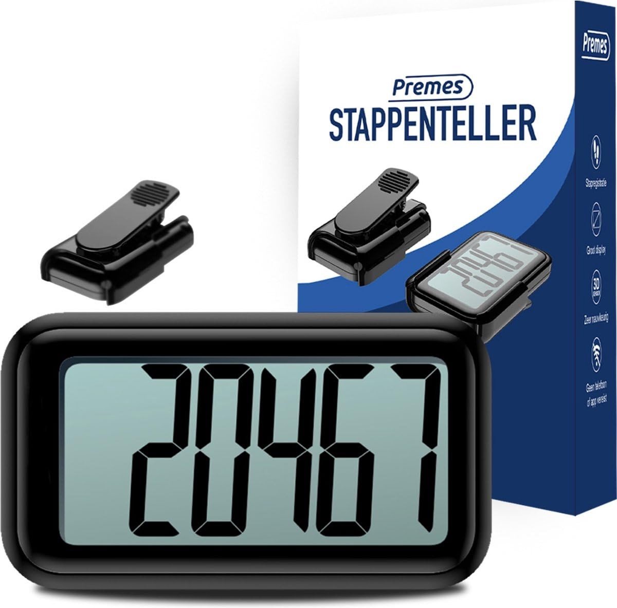 Elzusha - Pedometer Activiteiten Tracker met 3D Tri-Axis Technologie - Zwart