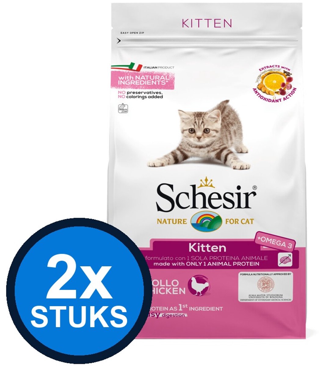 2x Schesir - Kitten - Kattenvoer - Droogvoer - Kip - 1,5kg
