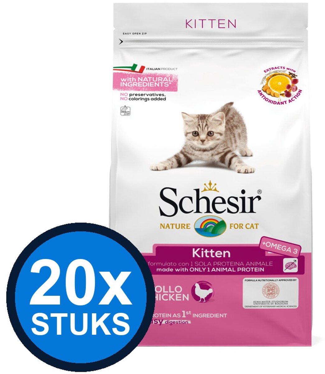 16x Schesir - Kitten - Kattenvoer - Droogvoer - Kip - 400g