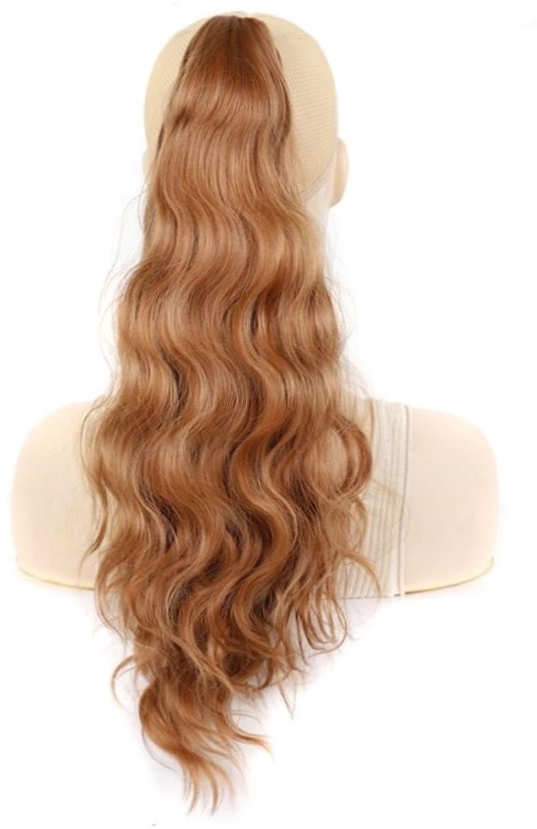 Aansluitende paardenstaart met clip, 55 cm, gekruld, rood