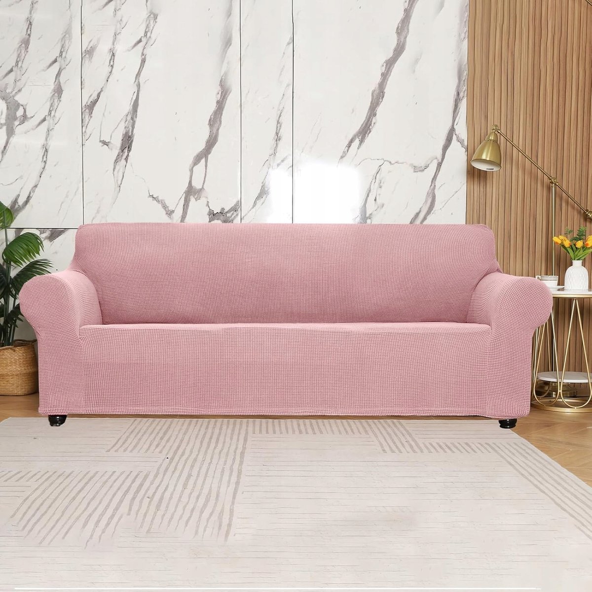 Elastische Jacquard Sofahoes 2-zits allen 180 cm - Roze