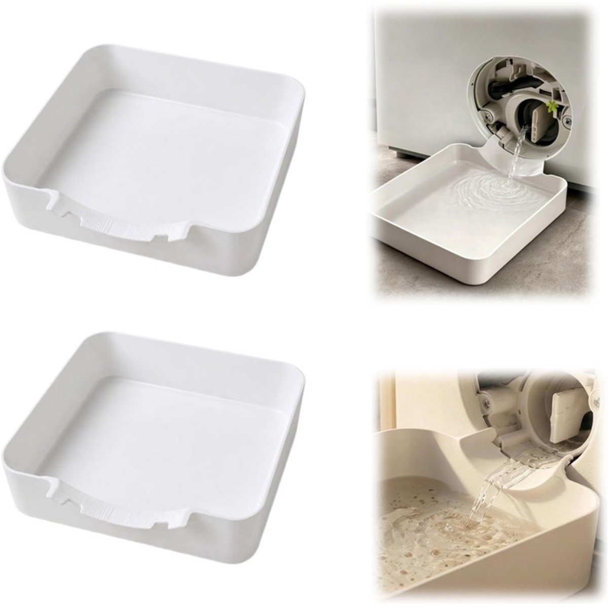 2x Afvoerbak voor wasmachine -17,8 ×17,8cm-Lekbak wasmachine-Wateropvang-Opvangbak tegen lekkage-Afvoer-Wasmachine Wateropvangbak-universele opvangbak voor filterreiniging-Voorkom vlekken op de vloer door overstromend water–Opvangbak voor wasmachine
