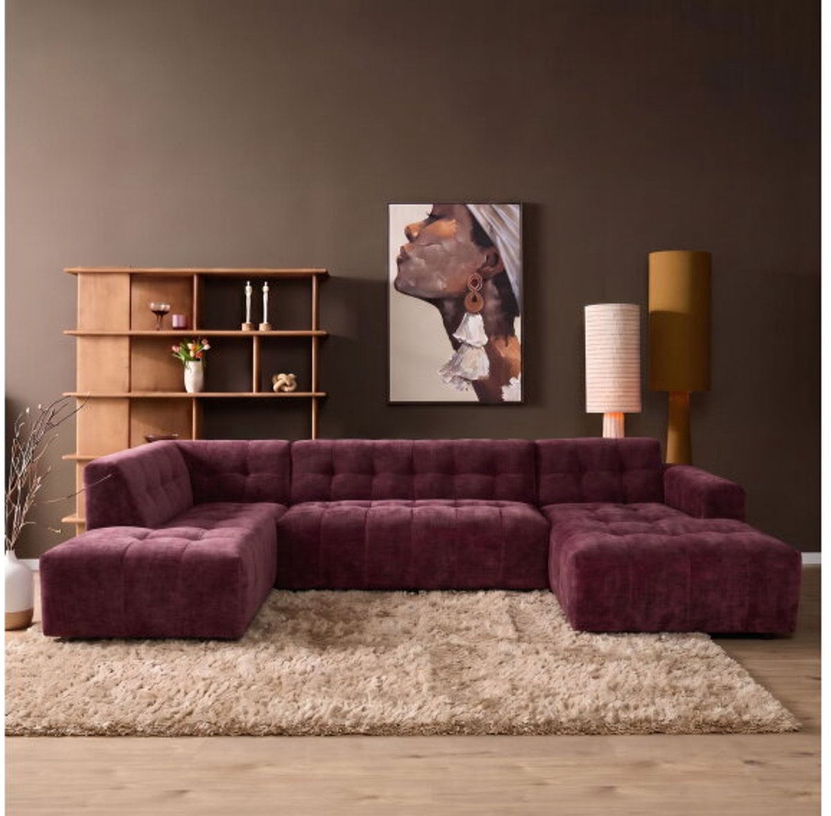 MySofa Ruby U-bank Paars Ottomane L + 2,5 + Lounge R