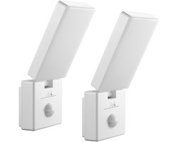 Maclean MCE516 W - 2 stuks LED Buitenlamp met PIR Bewegingsmelder - 10W - 800lm - 4000K - IP65 - Wit