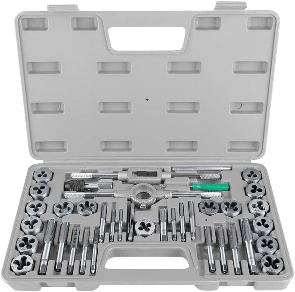 Complete Set van 40 Stuks Metrische Draad Tappen en Snijgereedschap voor Zware Toepassingen, M3-M12, Inclusief Sleutel en Accessoires