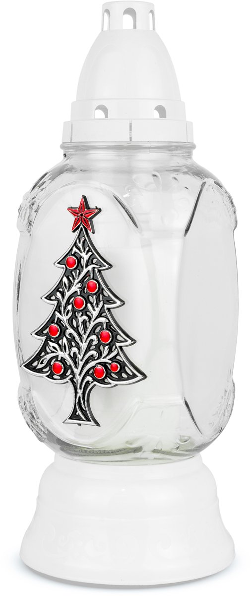 Markloze Glazen Kerst Znicz - 31 cm - Versierd met kerstboom