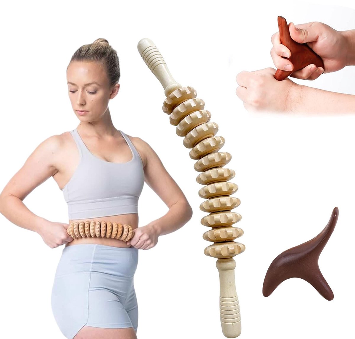 SolidKeus - Houten Fasciaroller voor Anti-Cellulite Massage