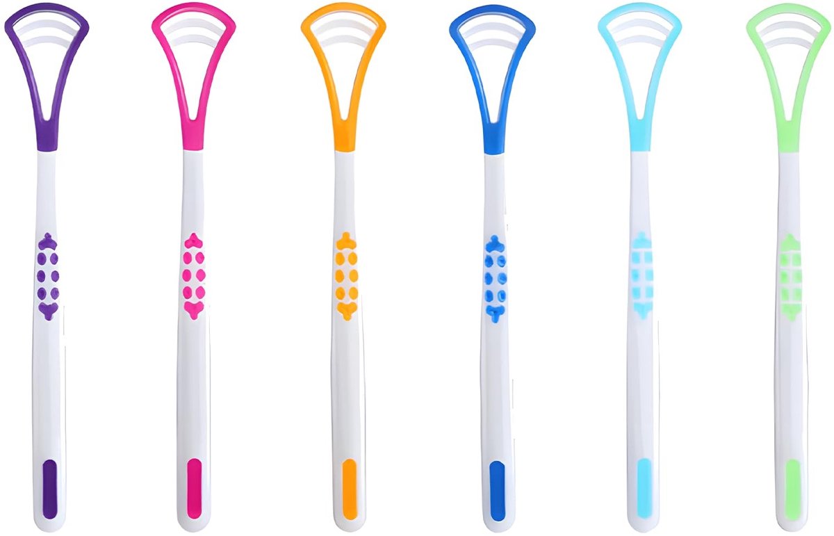 SolidKeus - Set van 6 Siliconen Tongschrapers voor Mondhygiëne