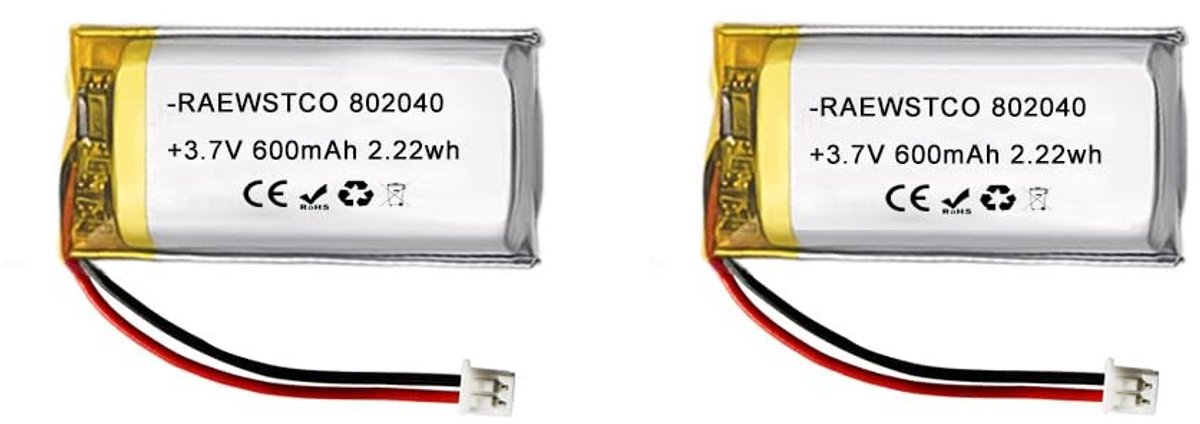 SolidKeus - Set van 2 Polymer Lithium Batterijen 600mAh voor Diverse Apparaten