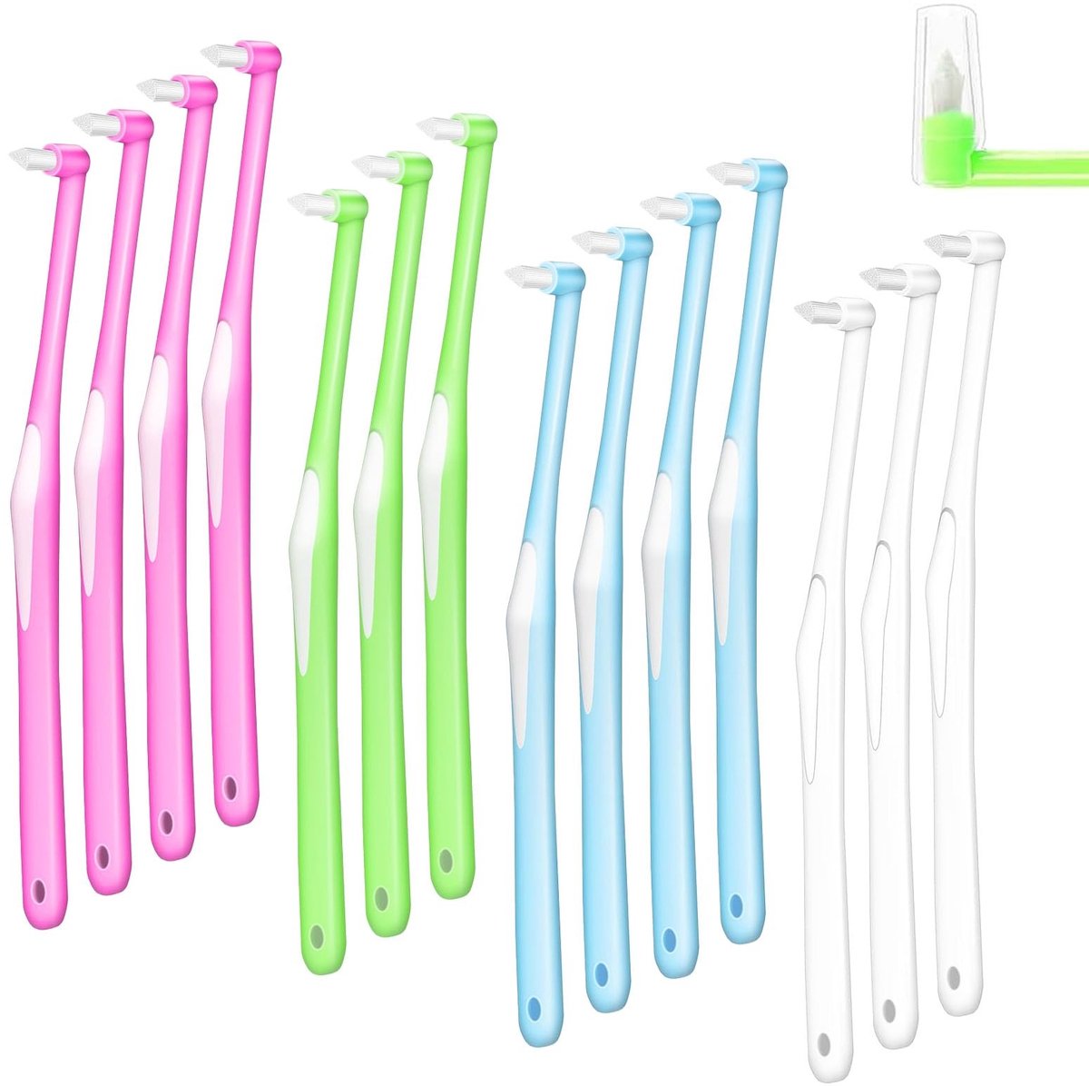 SolidKeus - Set van 14 Orthodontische Tandenborstels met Beschermende Caps