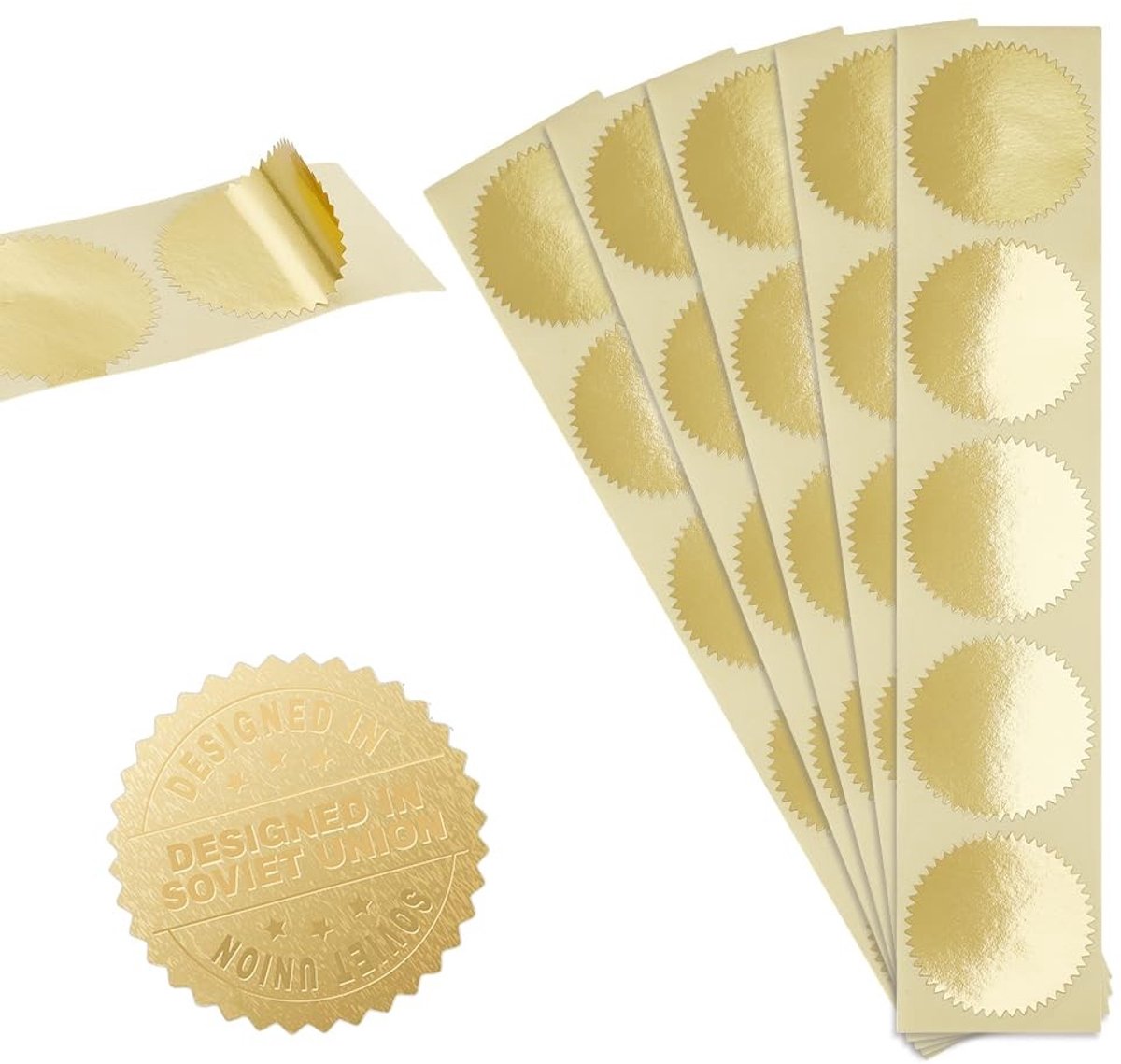 SolidKeus - 350 Zelfklevende Gouden Stempels voor Certificaten en Labels