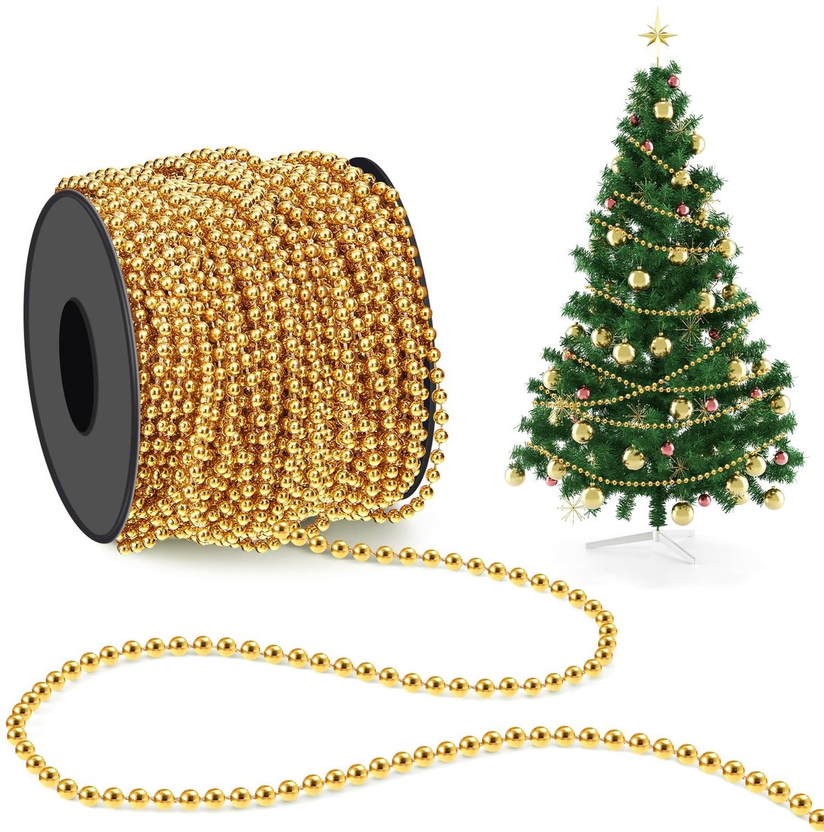 SolidKeus - 21m Gouden Kerstdecoratie Kralenslinger