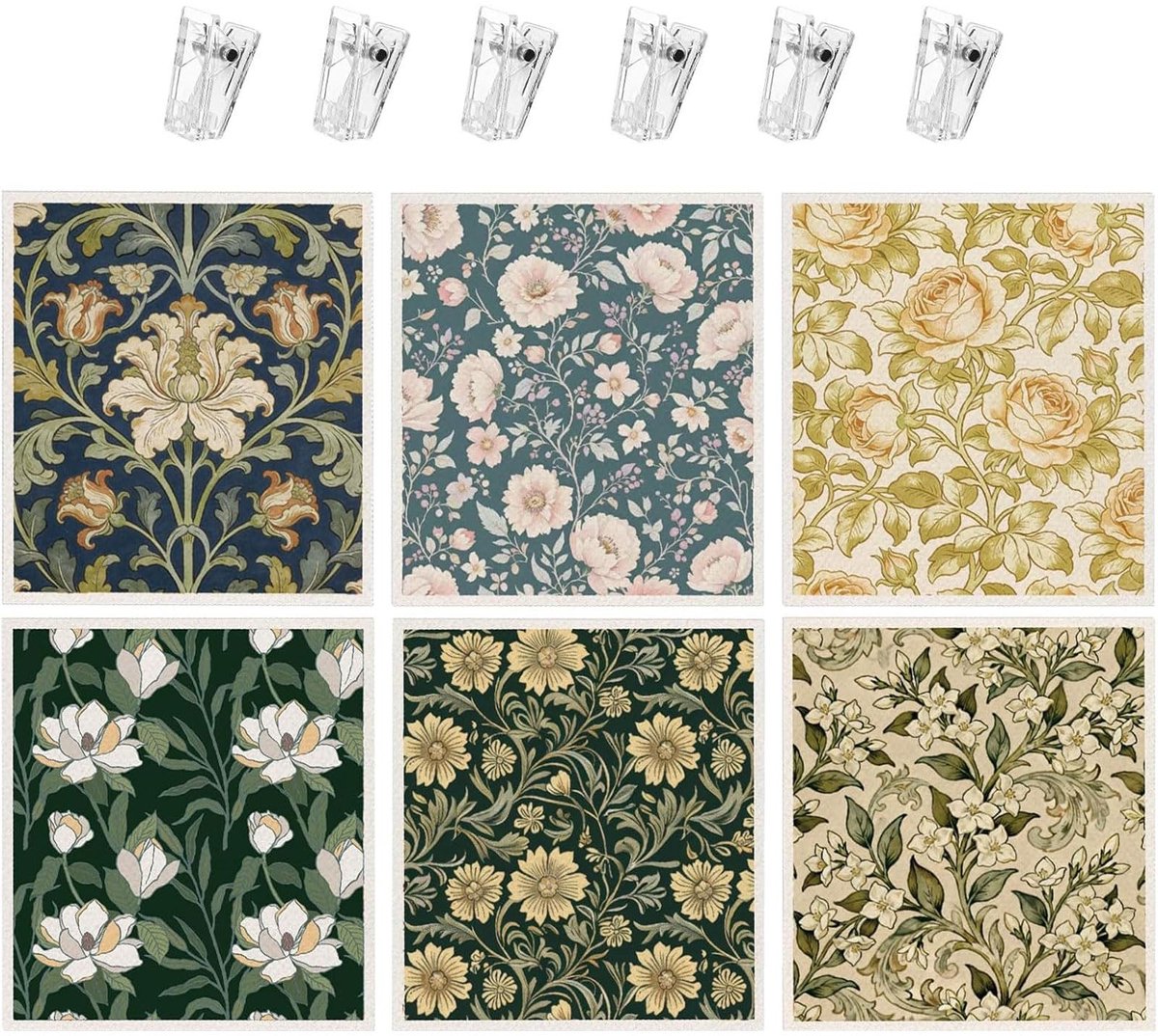 SolidKeus - Set van 6 Herbruikbare Sponsdoekjes in William Morris-Stijl