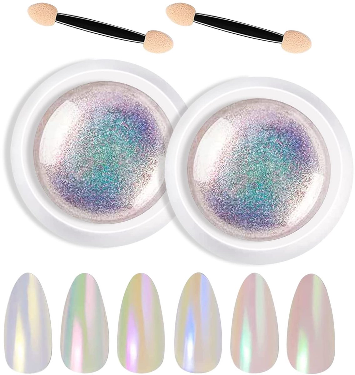 SolidKeus - 2 Doosjes Glitter Nagelpoeder met Zeemeermin Effect