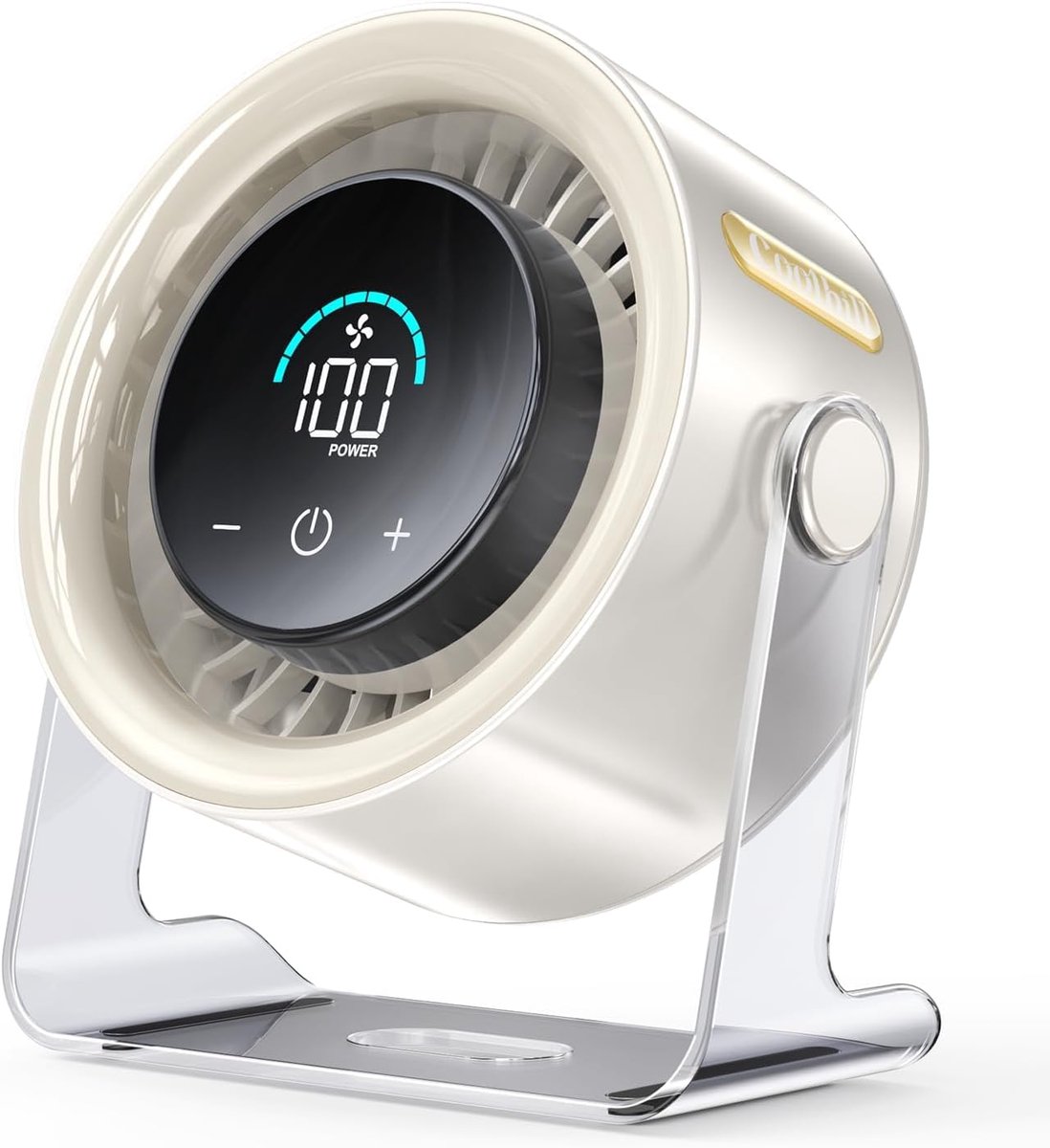 Snoerloze wandgemonteerde ventilator - Oplaadbare kleine wandventilator - 100 snelheden stille ventilator met digitaal display - 120° kantelbaar - 2‑in‑1 draagbare bureauventilator - Geschikt voor slaapkamer, keuken en stapelbedden - Wit