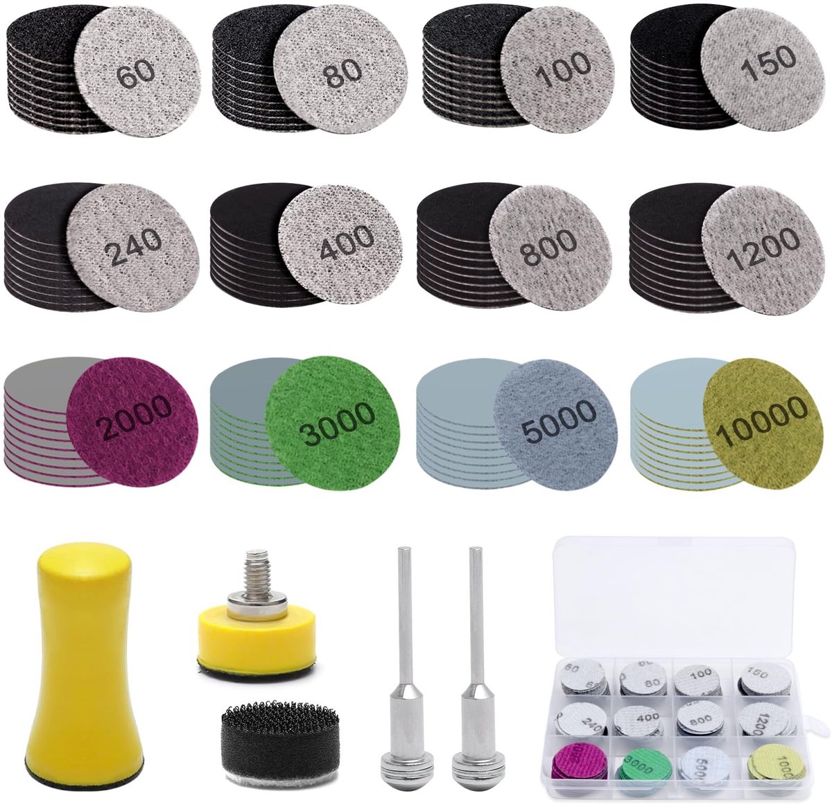 SolidKeus - 205 Stuks Schuurdiscs 25mm voor Nat en Droog Gebruik