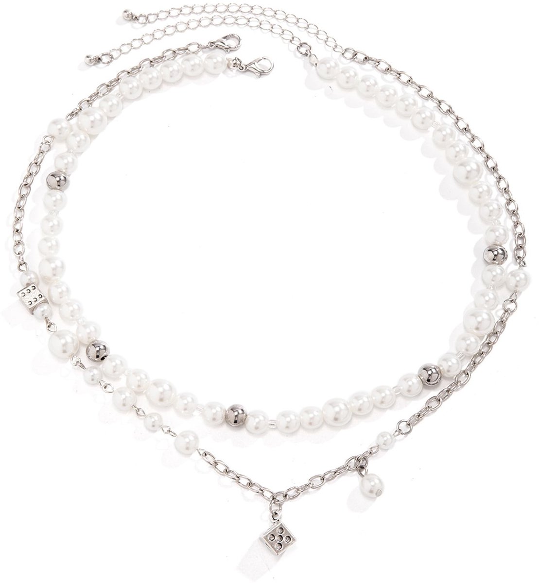 SolidKeus - 8mm Witte Parels Ketting voor Mannen