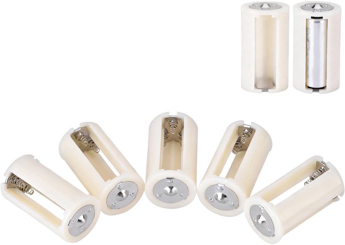 SolidKeus - Set van 5 Batterijconverters voor AA naar D Batterijen