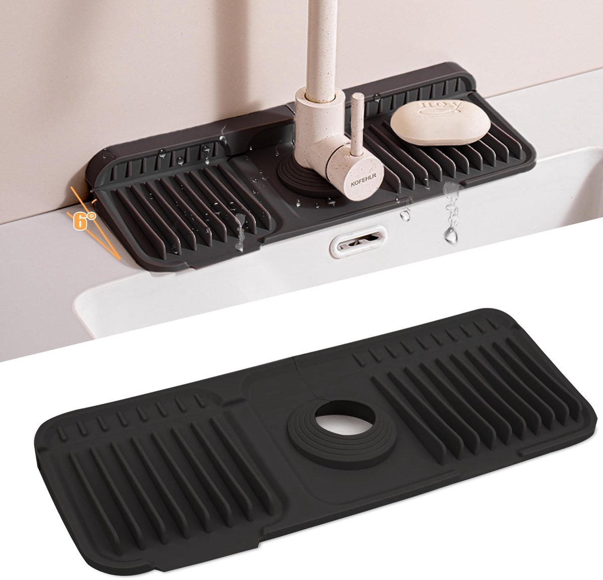 SolidKeus - Siliconen Waterkraan Mat met Bevestigingsknop