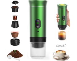 Draagbaar Koffiezetapparaat - Espressomachine Reisapparaat - Onderweg Koffie Maken - 3-in-1 Capsule Gemalen Koffie - 90 ml - Groen
