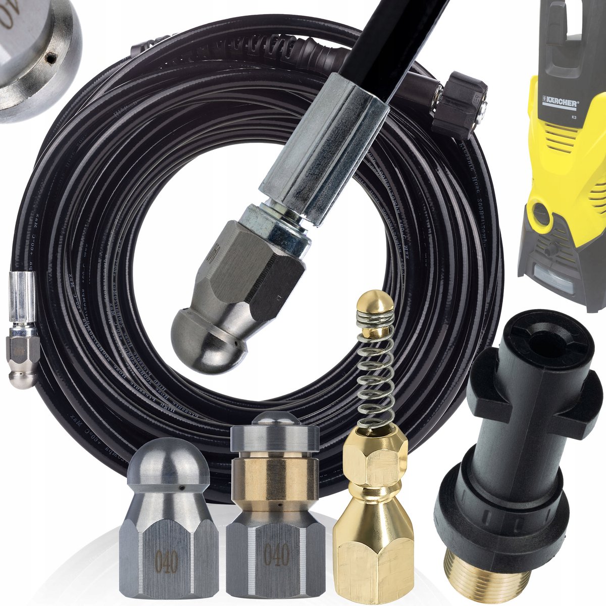 Rosfix Hogedrukslang Vervanging Set - 20 m M22, 180 bar - 3 Spuitmonden 1/4" - Geschikt voor Kärcher