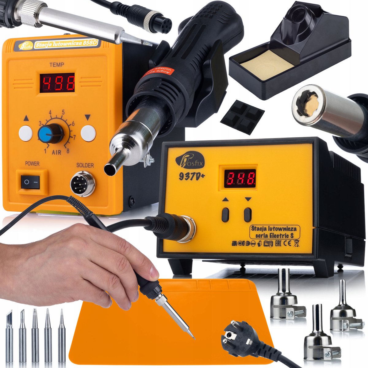 Rosfix Soldeerstation Set 2-in-1 - Soldeerbout 937D+ & Heteluchtstation 858D+