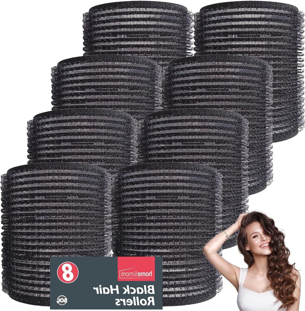 Haarrollers Zelfvastend - Volume Rollers - Creëer Golvend Haar - Vermindert Warmteschade - 8 Stuks - Zwart