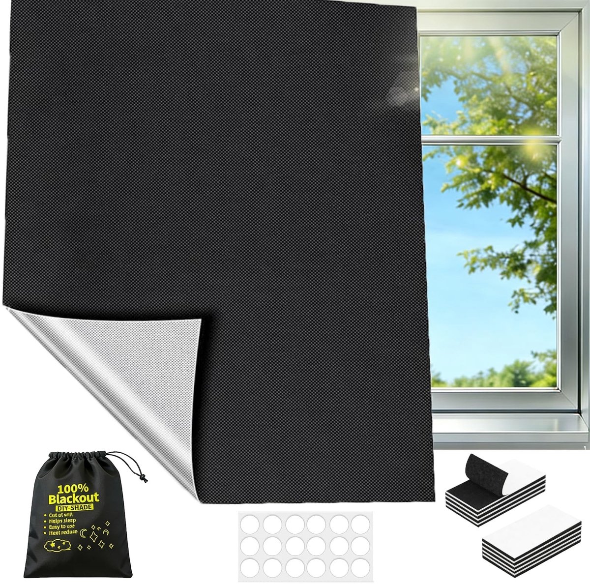 Omgoods - Blackout Rolluik 200 x 145 cm, Geen Boren Nodig