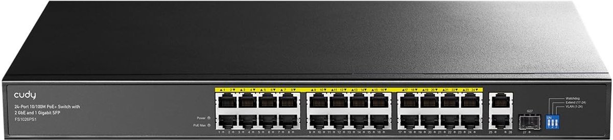 Omgoods - 24-Poorts PoE+ Netwerk Switch met 300W Vermogen
