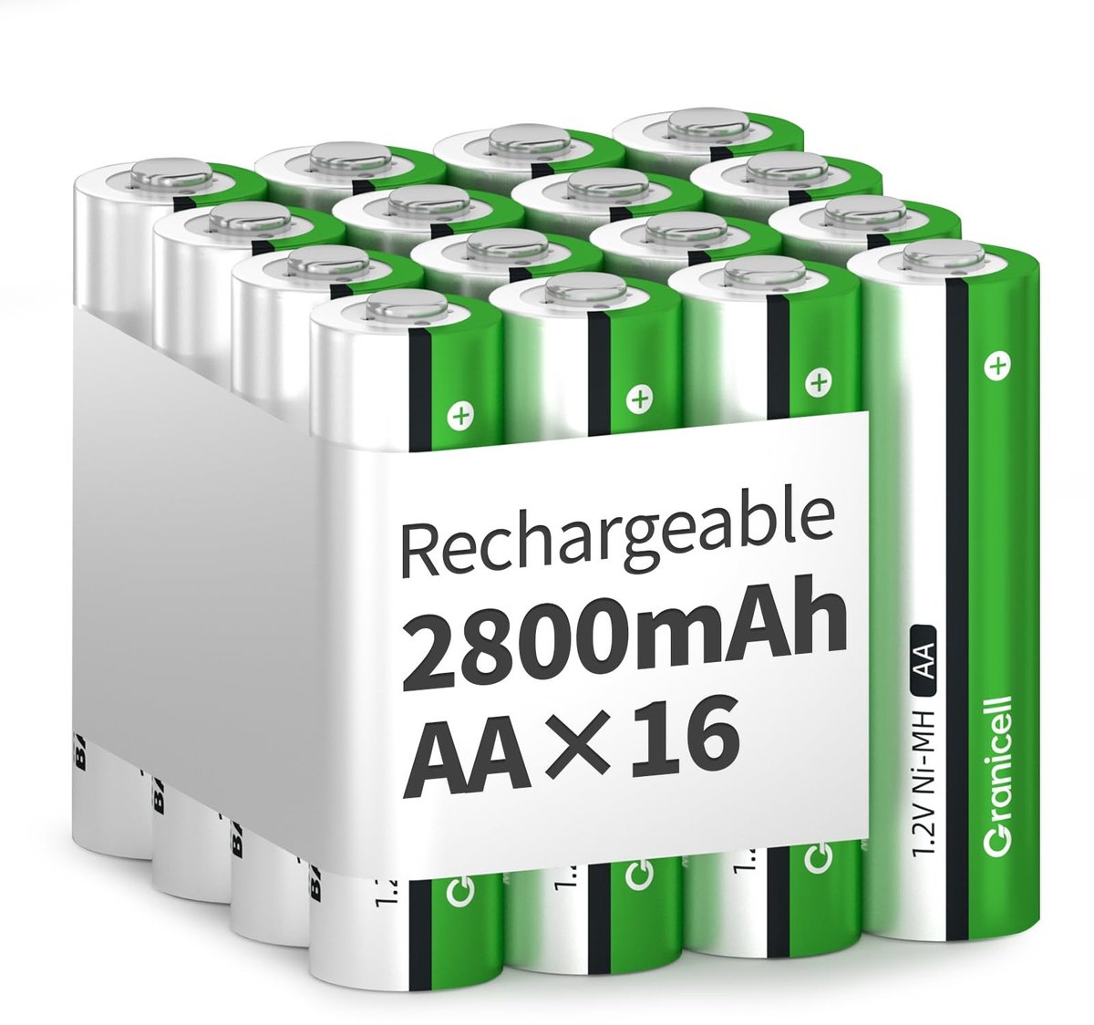 Omgoods - Oplaadbare AA-batterijen 2800mAh Set van 16