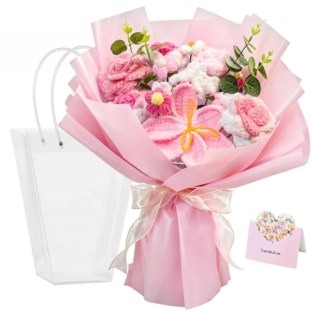 Omgoods - Handgebreide Rozen Boeket met Cadeauzak