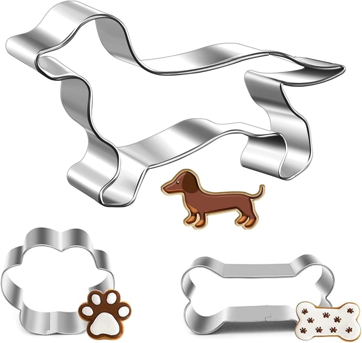 Koekjessnijder voor honden in roestvrij staal, ideaal voor het maken van hondencake, traktaties en hondenvoer accessoires, perfect cadeau voor hondenliefhebbers