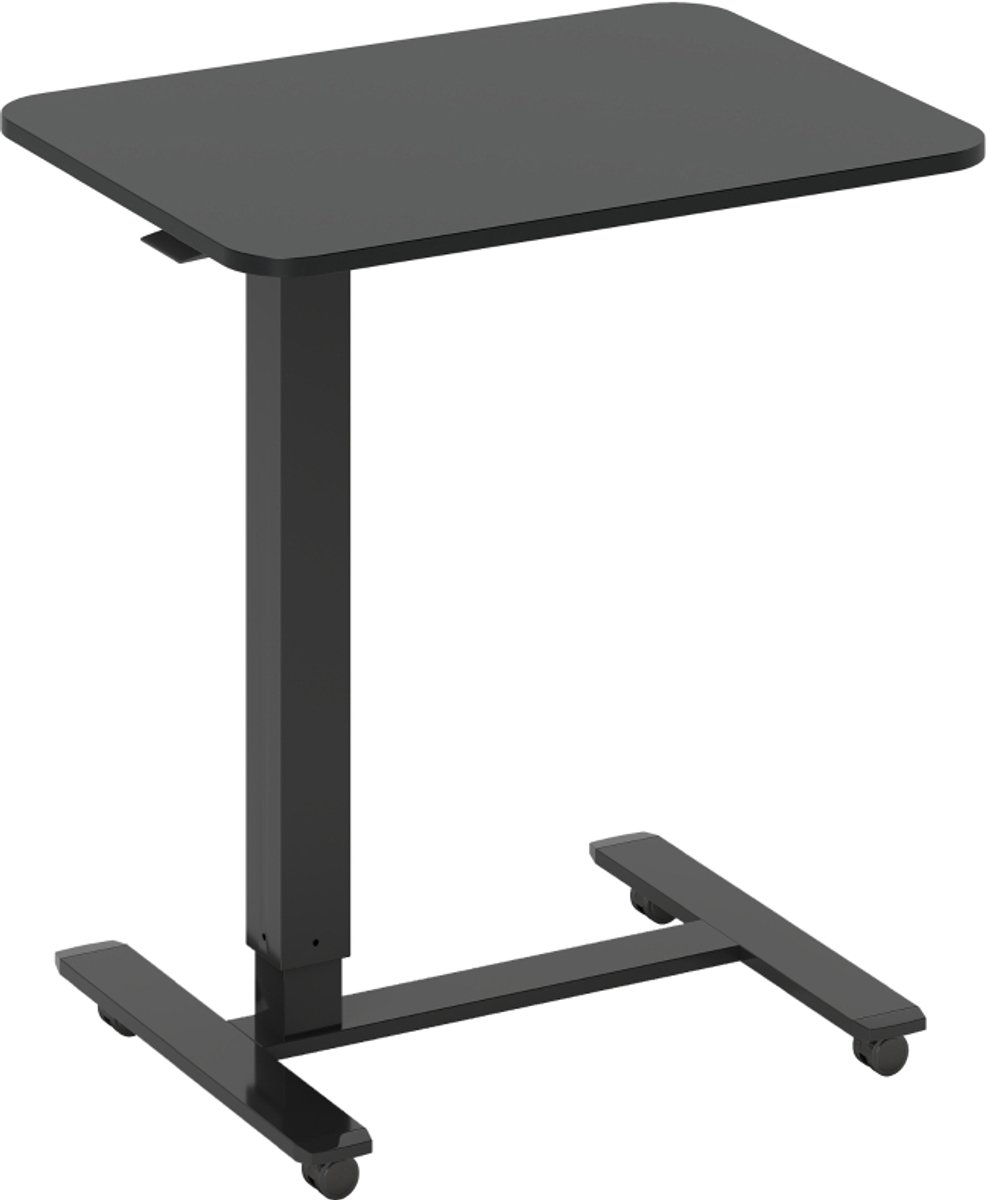 Zit-sta Bureau met 4 Wielen - Zit Sta Bureau - In Hoogte Verstelbaar - C-vormig - Computerbureau - Computer Tafel - Bureautafel - Desk - Game Bureau - voor Gamen, Studeren en Werken - 65 x 48 x 70-110 cm - Zwart