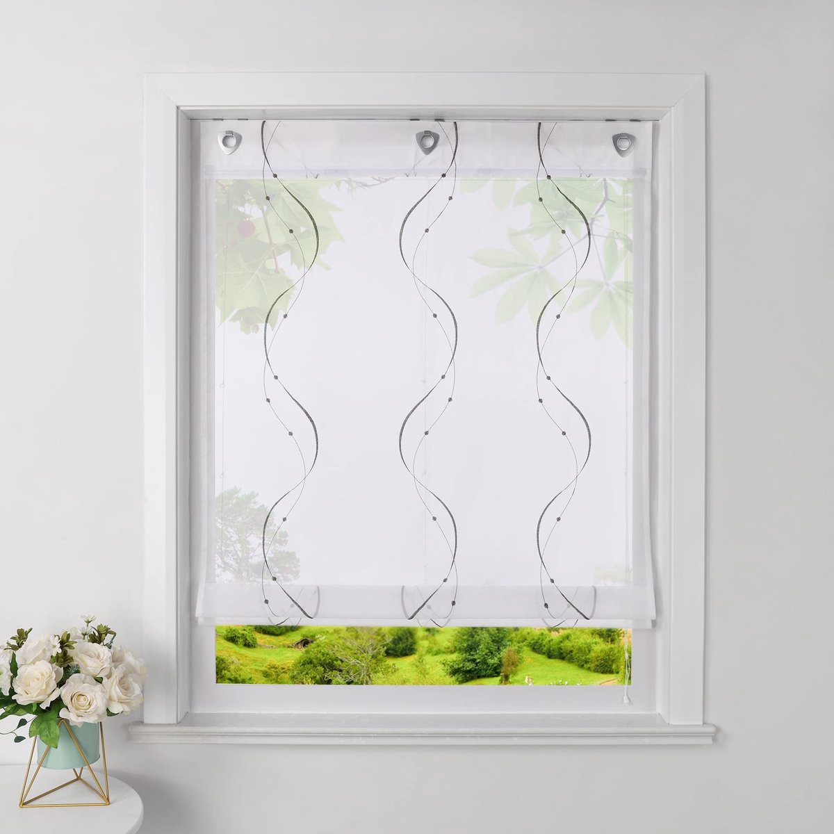 SolidKeus - Transparante Roman Blinds met U-haken en Geen Boren