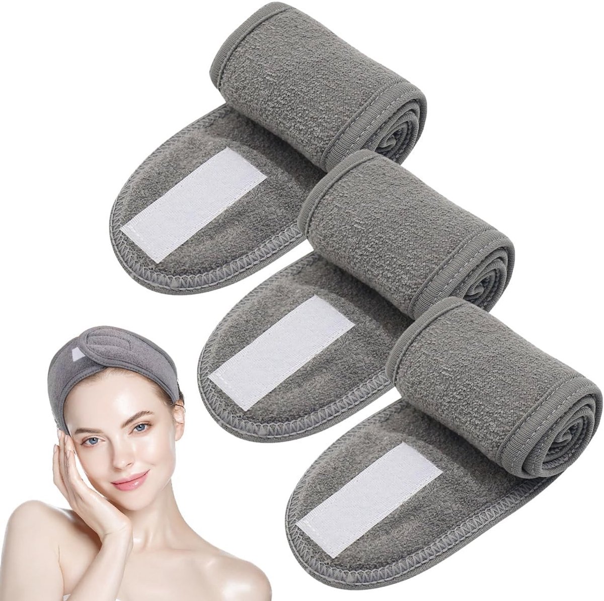 Zachte Microfiber Haarbanden voor Facials, Yoga en Sporttraining - Set van 3 Stuks van 60x8,2 inch