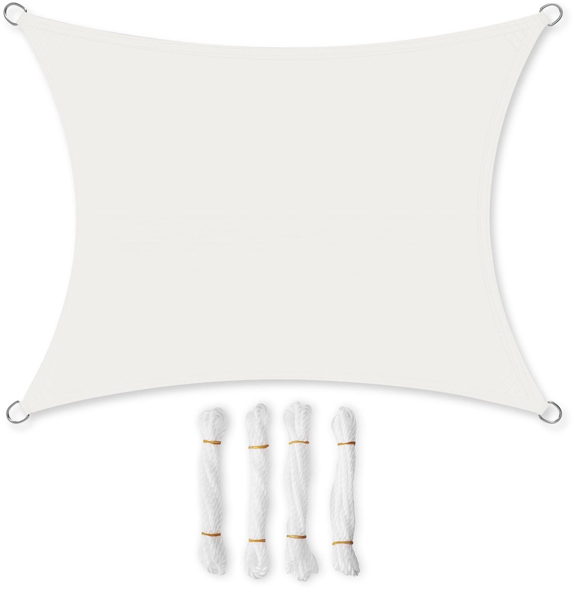 Zonnescherm Doek 3 x 5 m - Waterdicht Schaduwdoek met 93% UV-Bescherming - Rechthoekig Terrasdoek met 2 m Touwen - Voor Tuin, Balkon & Terras - Wit
