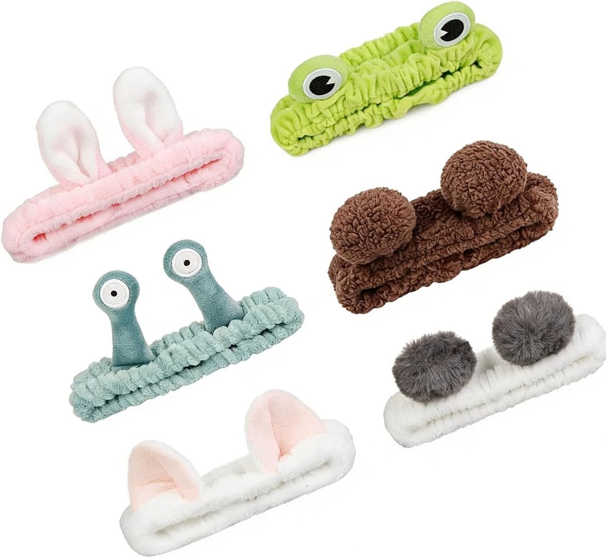 Set van 6 Schattige Haarbanden voor Meisjes met Dierlijke Oren - Ideaal voor Spa, Make-up en Huidverzorging Accessoires