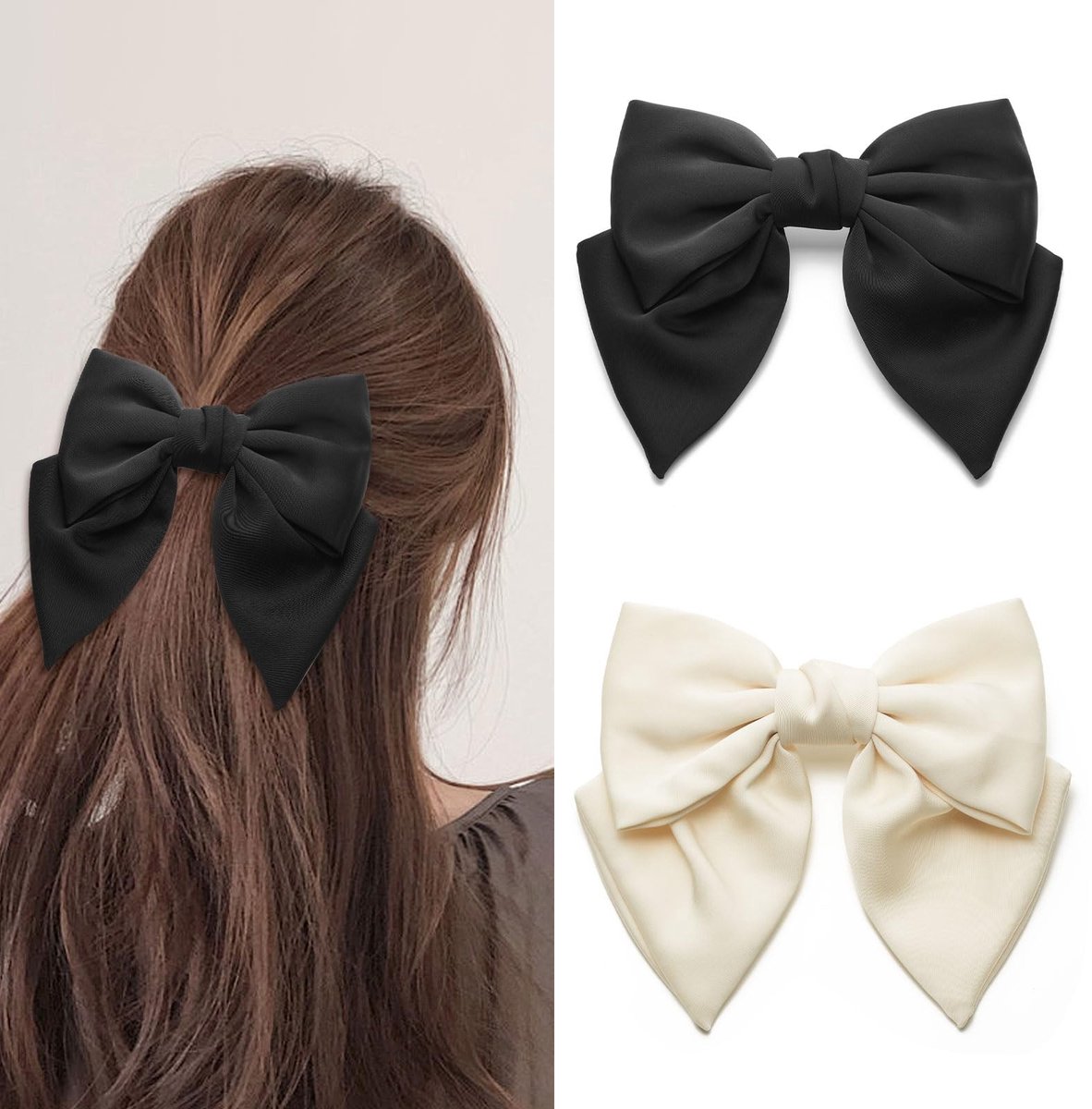 SolidKeus - Set van 2 Grote Strik Haarclips voor Dames