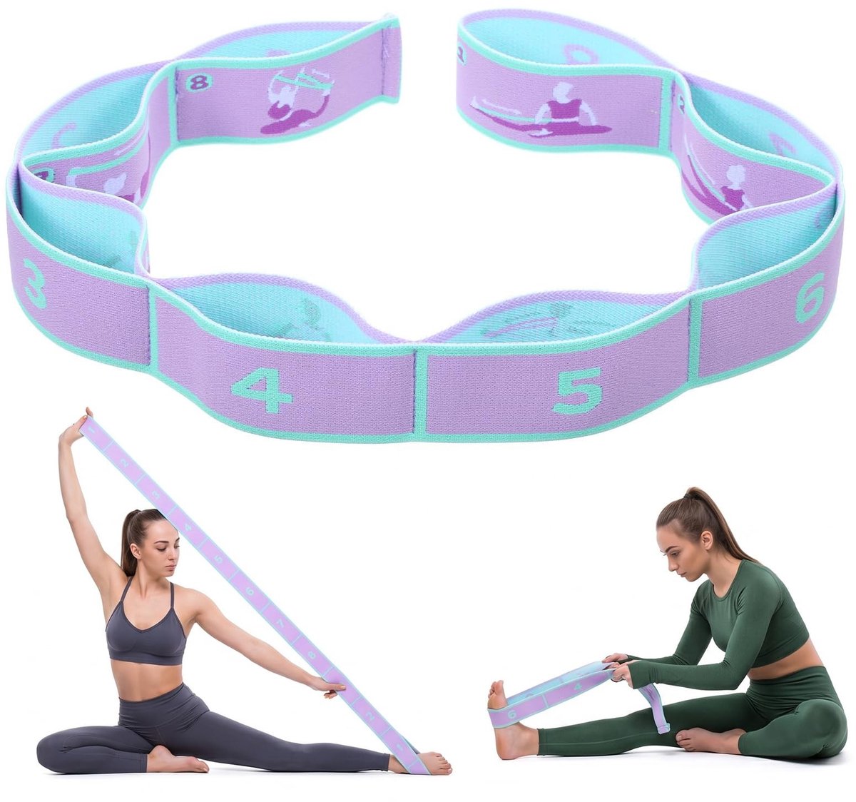 SolidKeus - Yoga Stretchband met 8 Lussen voor Flexibiliteit