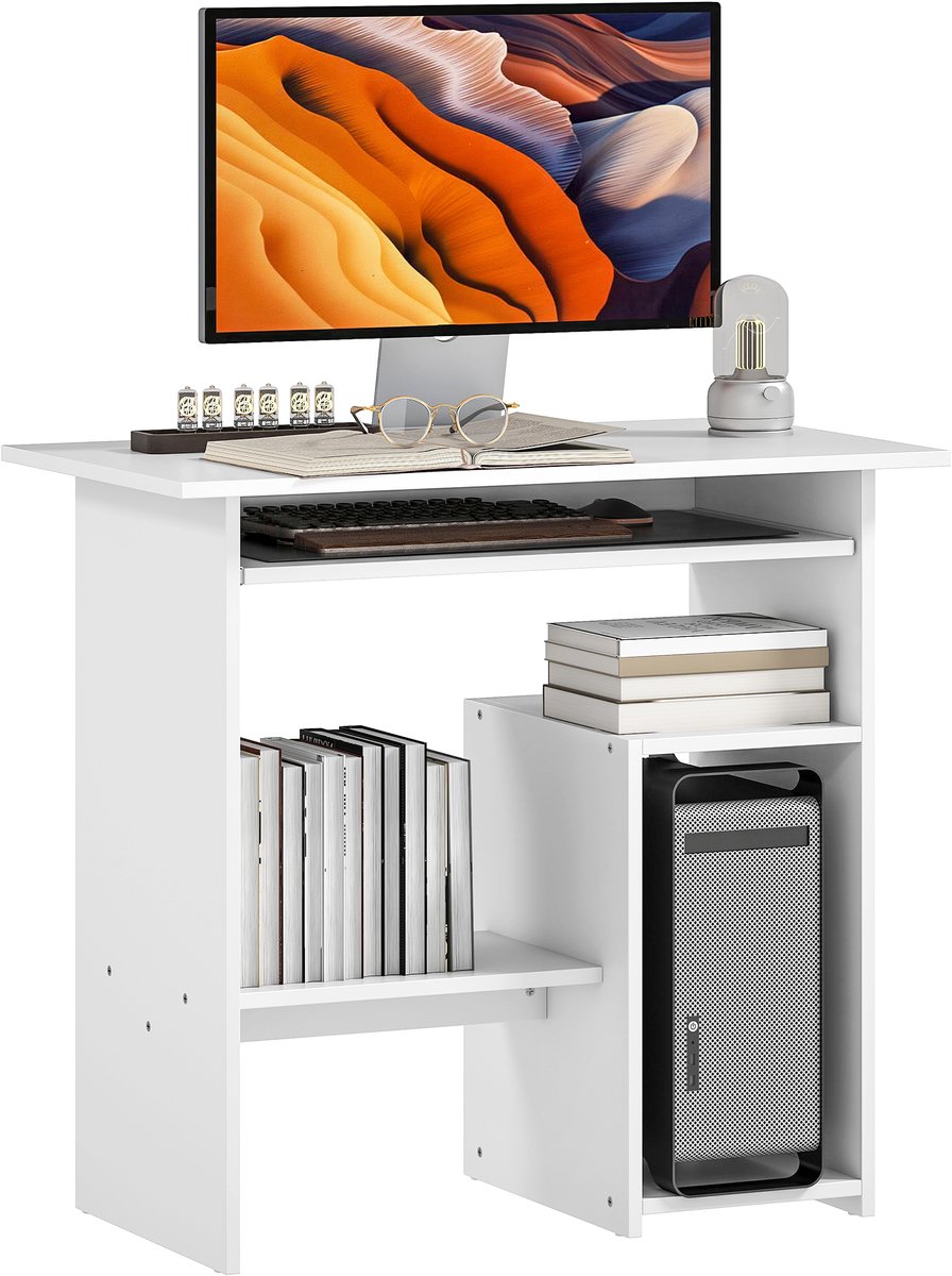 HOMCOM Computer Desk Spaanplaat 80L x 45B x 75H cm Wit